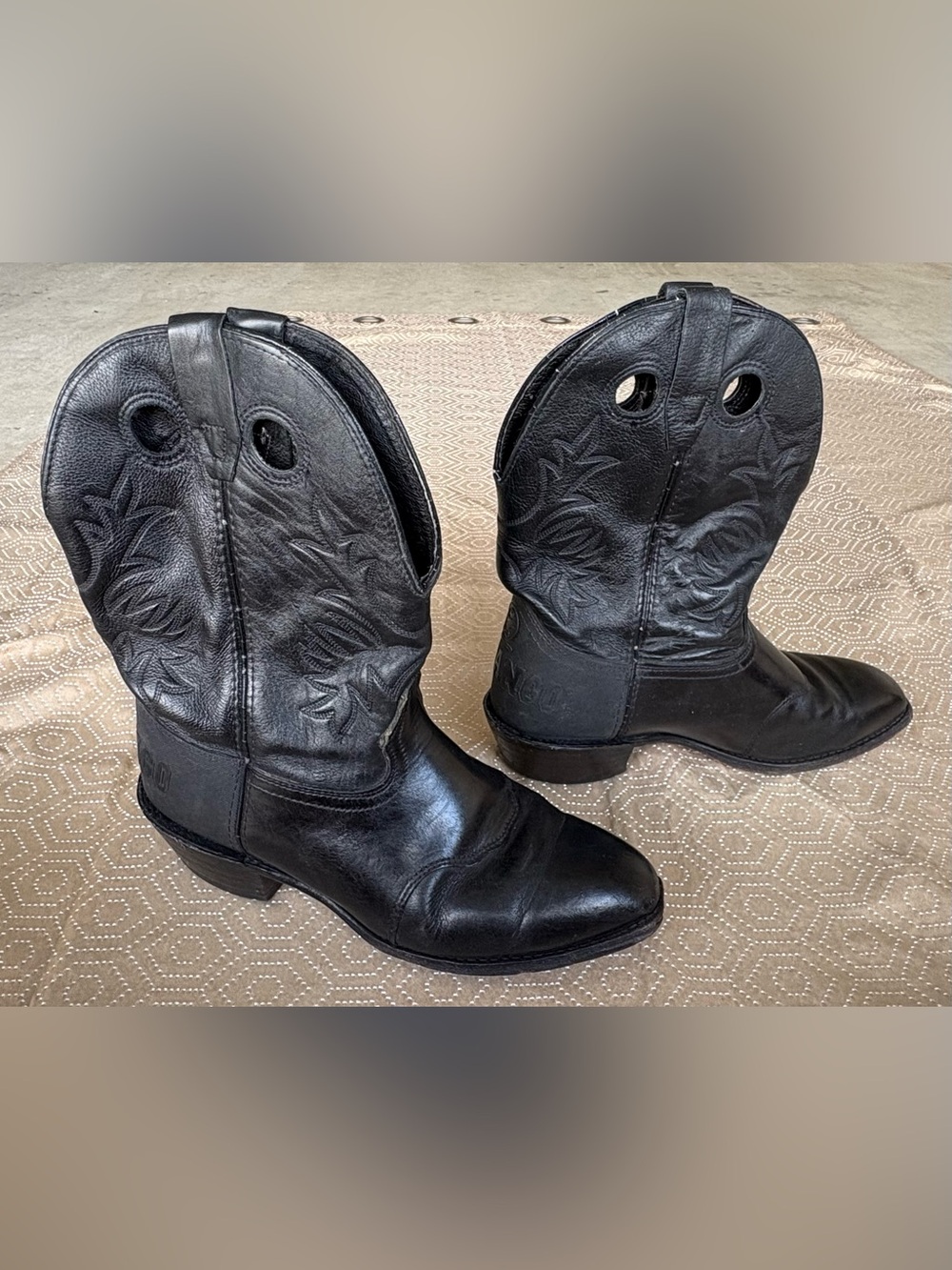 Durango Black Leather Western Boots